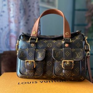 Authentic LOUIS VUITTON Manhattan MNG Caramel Handbag M43481